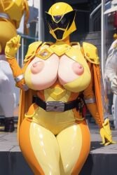 ai_generated breasts female female_only ohsama_sentai_king-ohger ran_himeno super_sentai thick_thighs yellow_ranger