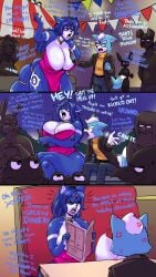 1boy 1girls 2024 angry anthro arguing background_characters big_breasts canine crossover digital_media_(artwork) diner fakeryway falco_lombardi female furry knuckles_the_echidna krystal krystal_(star_fox) male marcus_mccloud mother_and_son nintendo older_female pleasure_castle sega sonic_(series) sonic_the_hedgehog_(series) star_fox tagme younger_male