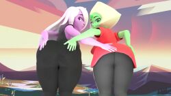 2girls alien alien_girl alien_humanoid amethyst_(steven_universe) ass bending_forward bending_over bent_forward bent_over big_ass bubble_ass bubble_butt cartoon_network clothed dat_ass fat_ass feeling_up female female_only from_behind gem_(species) green-skinned_female green_body green_skin group high_resolution highres landscape large_ass leaning_forward leggings legs lighting long_hair looking_at_viewer looking_back multiple_girls peridot_(steven_universe) presenting presenting_ass presenting_hindquarters purple-skinned_female purple_body purple_skin round_ass round_butt short_hair showing_ass showing_off_ass smiling steven_universe thick thick_ass thick_butt thick_legs thick_thighs touching_ass touching_butt voluptuous voluptuous_female xtra49