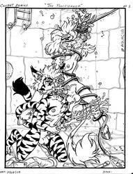 anthro aquacub black_and_white cum drowning duo equine feline fur furry furry_only gay horse male mammal monochrome oral orgasm pen_(artwork) tiger traditional_media_(artwork) trapped underwater water