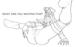 1girls blizzard_entertainment human human_(world_of_warcraft) kresto line_art pussy sally_whitemane solo spread_legs warcraft world_of_warcraft