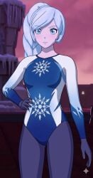 1girls ai_generated female female_only leotard rwby solo weiss_schnee