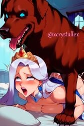 1animal 1girls ai_generated big_breasts clifford clifford_the_big_red_dog crown female feral feral_on_female half_ai interspecies knot naked nude nude_female oc original original_character queen queen_silvia sex silver_hair wide_hips xcrystallex zoophilia