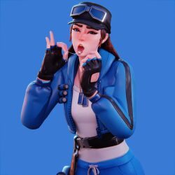 1girls 3d 3d_(artwork) cloud_striker_(fortnite) cum_in_mouth fortnite lapebr91 suggestive_gesture