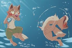 air_bubble anthro balls bulge canine cum digital_media_(artwork) drowning five_nights_at_freddy's fox foxy_(fnaf) fur hollo_nut hook hook_hand male male_only mammal nude orgasm penis uncut underwater water