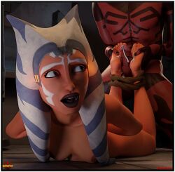 1boy 1girls 3d accurate_art_style ahsoka_tano barefoot blue_eyes captured clone_wars cum cum_on_feet darth_maul feet female foot_fetish footjob looking_back male medium_breasts nude official_style rape rope skinny snafusevsix soles star_wars tied_up toes togruta unseen_male_face zabrak