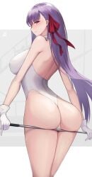 1girls absurd_res absurdres ass bare_arms bare_ass bare_back bare_butt bare_legs bare_shoulders bare_skin bare_thighs bb_(fate) blush breasts breasts eyebrows_visible_through_hair fate/grand_order fate_(series) female female_focus female_only fingers gloves hair_ribbon high_resolution highres hourglass_figure large_breasts legs light-skinned_female light_skin lips long_hair looking_at_viewer looking_back purple_eyes purple_eyes_female purple_hair purple_hair_female red_hair_ribbon shoulders sideboob simple_background slender_body slender_waist slim_girl slim_waist solo standing suzuya_(maru) thick_ass thick_thighs thighs thin_waist underboob upper_body white_background white_gloves wide_hips