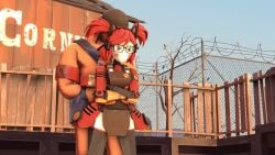 1boy 1girls 3d animated arms_crossed arms_crossed_under_breasts disinterested disinterested_sex female from_behind from_behind_position heavy_(team_fortress_2) heavy_weapons_guy male meme pigtails red_hair robot robot_girl robot_humanoid scowl tagme team_fortress_2 teleporter_twins_(team_fortress_2) twintails vaginal_penetration