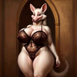 ai_generated animatronic animatronic_female breasts five_nights_at_freddy's five_nights_at_freddy's_2 fnaf fox furry huge_breasts lingerie mangle_(fnaf) renaissance robot white_fur
