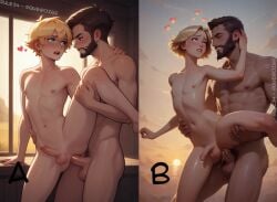 1femboy 2boys ai_generated anal anal_sex artificial_intelligence blonde_femboy blonde_hair blowjob femboy penis penis_in_ass rqueirozbr short_hair slim