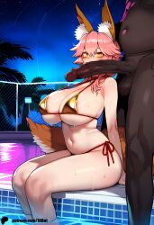 1-a_dot 1boy 1girls ai_generated big_breasts big_penis breasts censored dark-skinned_male dark_skin fate_(series) female interracial light-skinned_female light_skin male penis tamamo_(fate) tamamo_no_mae_(fate)