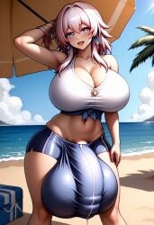 1futa ai_generated anime anime_nose balls_bigger_than_penis balls_outline balls_under_clothes beach beach_umbrella big_balls big_breasts big_penis big_testicles bikini blue_eyes bulge civitai cleavage day daytime flaccid_penis futa_only futanari hair_tucking honkai:_star_rail huge_balls huge_breasts huge_bulge huge_testicles human looking_at_viewer march_7th_(honkai:_star_rail) mizuiro01 multicolored_eyes ocean open_mouth outdoors palm_tree penis_outline penis_under_clothes pink_hair pubic_hair sky smile smiley_face smiling smiling_at_viewer solo symbol-shaped_pupils umbrella