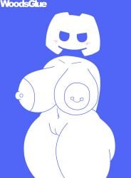 1girls angry areola areolae big_breasts blush clyde_(discord) discord_(app) nipple_piercing pussy solo thick_thighs woodsglue