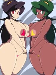 belly big_ass big_breasts bikini blush filia_(skullgirls) fukua_(skullgirls) leo_el_random nipples skullgirls