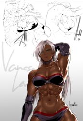 1girls abs bowalia breasts cleavage dark-skinned_female dark_skin female muscles muscular muscular_female solo_focus vanessa_lewis virtua_fighter