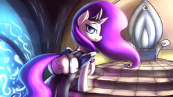 2014 alicorn anus ass blue_eyes clothing corset cutie_mark equine eyeshadow female feral friendship_is_magic fshydale fur hair horn inside legwear lingerie long_hair looking_at_viewer makeup mammal my_little_pony pussy rarity_(mlp) smile solo white_fur wings