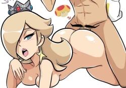 1boy 1girls blonde_hair crown doggy_style female green_eyes male male/female mario_(series) mega_mushroom mushroom nintendo nude princess_rosalina super_mario_bros. waluigi