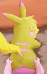 2014 alternate_color anus arti4000 ass bed blush celebi duo erection fan_character female feral fur hair interspecies legendary_pokemon looking_at_viewer looking_back lying male mammal milachu nintendo nude on_back open_mouth penetration penis pikachu pillow pink_eyes pokemon pokemon_(species) pussy pussy_juice rodent sex shadow straight tongue tongue_out vaginal_penetration video_games yellow_fur