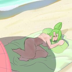 1girls beach female_only melony_(smg4) naked_female potato_dealer sleeping smg4 tan_lines