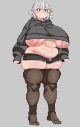 1girls chubby chubby_belly chubby_female exposed_breasts exposed_nipples female female_only gamer_girl huge_breasts human icecube27 nipples no_visible_genitalia silver_eyes silver_hair solo thick thick_legs thick_thighs thighhighs yuki_(icecube)