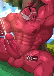 abs anthro balls biceps big_balls big_penis cum epic_games erection fortnite fur genital_fluids humanoid_genitalia humanoid_penis llama lt._john_llama male male_nipples male_only manly muscular_anthro muscular_male nipples orgasm pecs penis pink_body pink_fur wolfblack2543