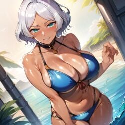 1girls ai_generated alternate_breast_size big_breasts bikini bostin breasts busty curvaceous curvy curvy_body curvy_female curvy_figure female gundam_suisei_no_majo huge_breasts large_breasts nipples secelia_dote sweat sweating sweaty sweaty_body sweaty_breasts swimwear thick_thighs thighs venus_body