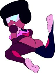 2017 ass ass_cleavage ass_out ass_up butt_crack cartoon_network feet_up garnet_(steven_universe) gem_(species) magenta_skin pants_down shades steven_universe tagme toonziestv