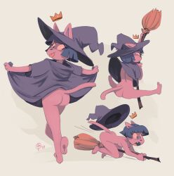 1girls anthro ass breasts broom edtropolis feline female furry nude tagme witch witch_hat