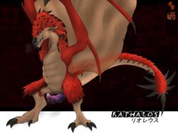 claws dragon drooling erection feral fire game kaeku male male_only monster monster_hunter penis precum rathalos reptile saliva scalie sharp_teeth solo spikes teeth unusual_penis video_games wings wyvern