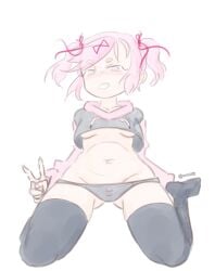 1female 1girls artist_name boobs breasts doki_doki_literature_club emiillb meme_attire meme_clothing natsuki_(doki_doki_literature_club) paggi_outfit panties pink_eyes pink_hair skull_panties skull_print_panties twitter_username underboob