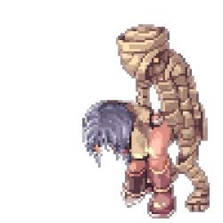 animated blue_hair defeated defeated_heroine female mage mage_(ragnarok_online) monster monster_rape mummy pixel_art ragnarok_online rape transparent_background