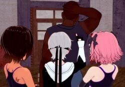 3d african_male androgynous astolfo_(fate) dark-skinned_male fate_(series) femboy feminine_male marco_diaz nier:_automata soiacalmanienti standing_behind star_vs_the_forces_of_evil tapping tapping_fingers tattoo_on_back yorha_9s