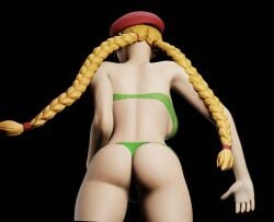 3d ass_focus big_ass big_breasts big_butt big_thighs blender braided_hair cammy_white dress from_behind mgsnak239 panties street_fighter street_fighter_6 street_fighter_v