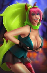 1girls cartoon_network cleavage curvy demencia_(villainous) female gan_(artist) huge_breasts red_lips thick_lips villainous voluptuous wide_hips