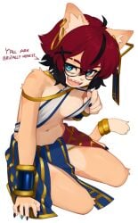 aeiou_(yoako) anthro catgirl furry red_hair sideboob thighs yoako