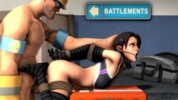 1boy 1boy1girl 1girls 3d ambiguous_penetration animated arms_behind_back bondage choker dell_conagher doggy_style duo engineer engineer_(team_fortress_2) female femsub gag loop male maledom miss_pauling no_sound open_mouth_gag patreon penetration penis ring_gag rope sex siniaksource source_filmmaker sports_bra stockings straight striped_legwear striped_thighhighs team_fortress_2 testicles thighhighs video