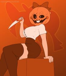 big_breasts evil_raccoon knife pumpkin pumpkin_head pumpkin_night