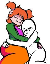 :3 anon anonymous_male cuddling d-side_girlfriend freckles friday_night_funkin friday_night_funkin_(d-side) ginger girlfriend_(friday_night_funkin) hugging wholesome
