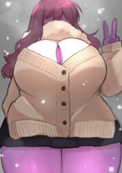 anthro big_breasts breasts chubby chubby_female clothed clothing deltarune female hair_over_eyes skirt solo susie_(deltarune) thick_thighs underchikichan undertale_(series)