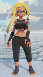 3d 3d_(artwork) antidotetrl big_breasts casual_nudity clothed clothing female female_only footwear handwear new_agent_3_(splatoon) nintendo no_bra pale_skin ripped_clothing splatoon splatoon_3 splatoon_3:_return_of_the_mammalians underboob