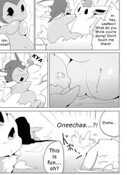 ambiguous_gender azuma_minatsu comic eeveelution feral glaceon jolteon kemono leafeon nintendo onsen pervert pokemon pokemon_(species) shocked text translated video_games water