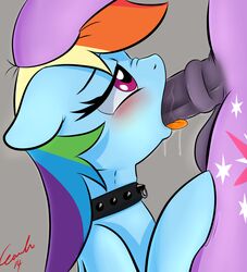 2014 animal_genitalia balls blue_fur blush collar cutie_mark duo equine female friendship_is_magic fur furry futa_on_female futanari grey_background hair horse horsecock intersex male mammal matimus91 multicolored_hair my_little_pony oral penis plain_background pony purple_fur rainbow_dash_(mlp) rainbow_hair sex straight straight_hair tongue twilight_sparkle_(mlp)