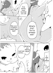 ambiguous_gender azuma_minatsu censored comic cum eeveelution female feral fur glaceon jolteon kemono nintendo penetration pokemon pussy text translated video_games