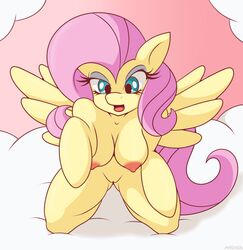 2014 anthro breasts equine female fluttershy_(mlp) friendship_is_magic fur group group_sex hair kneeling long_hair maishida mammal my_little_pony nude open_mouth pegasus pink_hair pussy sex straight_hair threesome wings yellow_fur