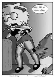 breasts canine clothed clothing comic dog duo english_text female feral fur human imminent_rape lisa_simpson male mammal pussy rape skimpy straight text the_simpsons zoophilia zst_xkn