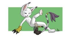 anthro anthrofied bandai brunn brunn-bear clitoris digimon dildo dildo_sitting equine_dildo feline female gatomon gloves hi_res insertion it'll_never_fit mammal nipples one_leg_up penetration pussy pussy_juice sex_toy solo straining toying_self