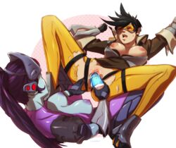 2d 2girls acht blizzard_entertainment breasts color dildo female female_only multiple_girls overwatch pussy torn_clothes tracer uncensored vaginal_insertion vaginal_penetration widowmaker yuri