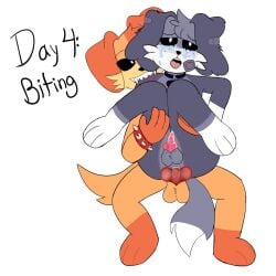 anthro anthro_on_anthro anthro_only canine canine critters_(poppy_playtime) doggy domestic_dog furry_only grey_body grey_fur grey_skin no_humans oc ocs orange_fur orange_skin poppy_playtime poppy_playtime_(chapter_3) sex smiling_critters sweetmilk001_(artist) tagme