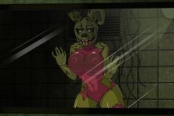 breast_on_glass breasts breasts_out fazbear_frights female five_nights_at_freddy's rule_63 solo springtrap_(fnaf)