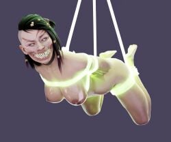 athletic athletic_female big_ass big_breasts black_hair glowing_rope mileena monster_girl mortal_kombat mortal_kombat_11 rope_bondage shulyque